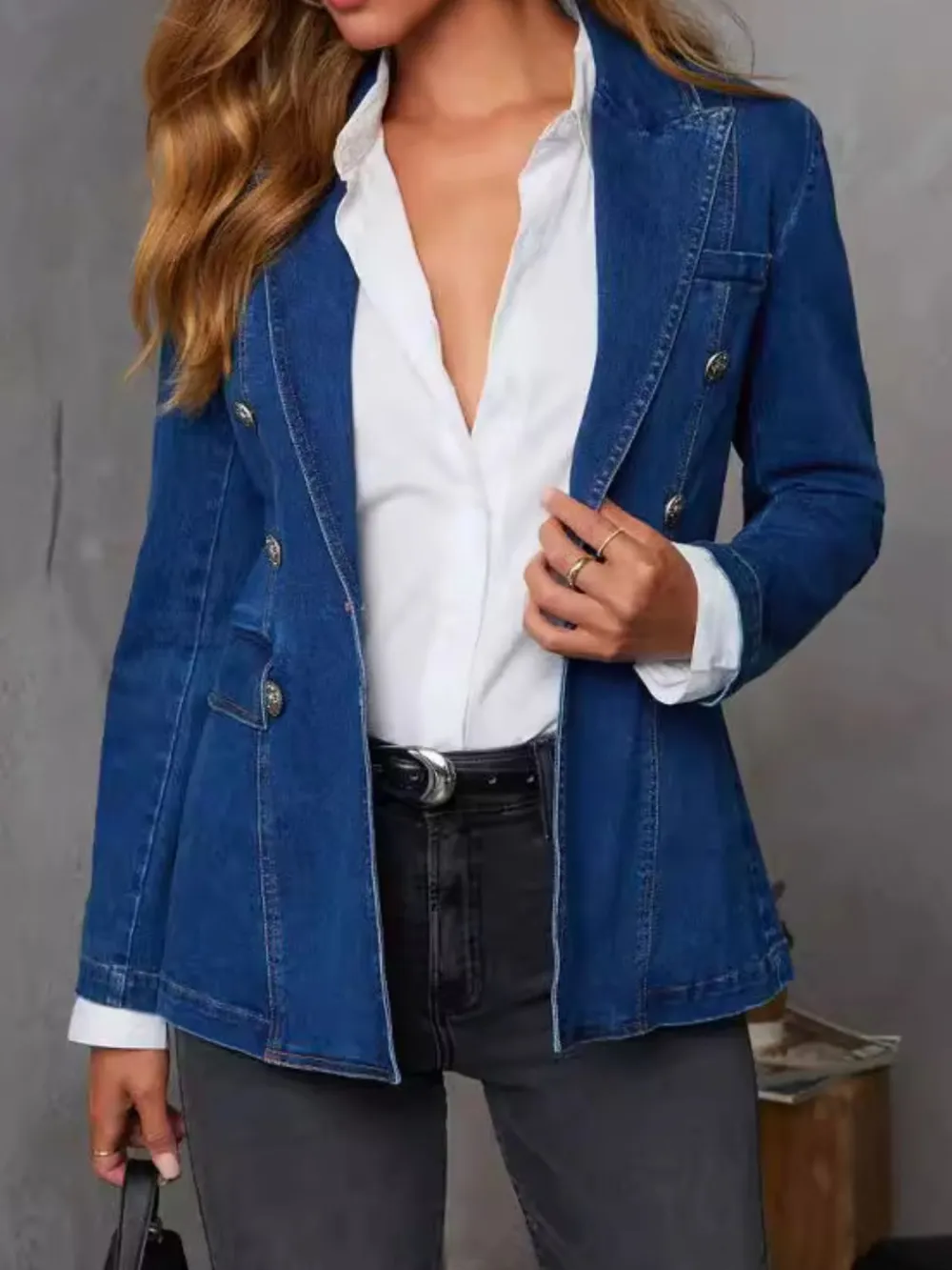 Collared Long-sleeve Denim Jacket