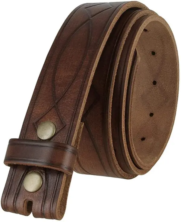 Floral Tooled Leather Belt Strap