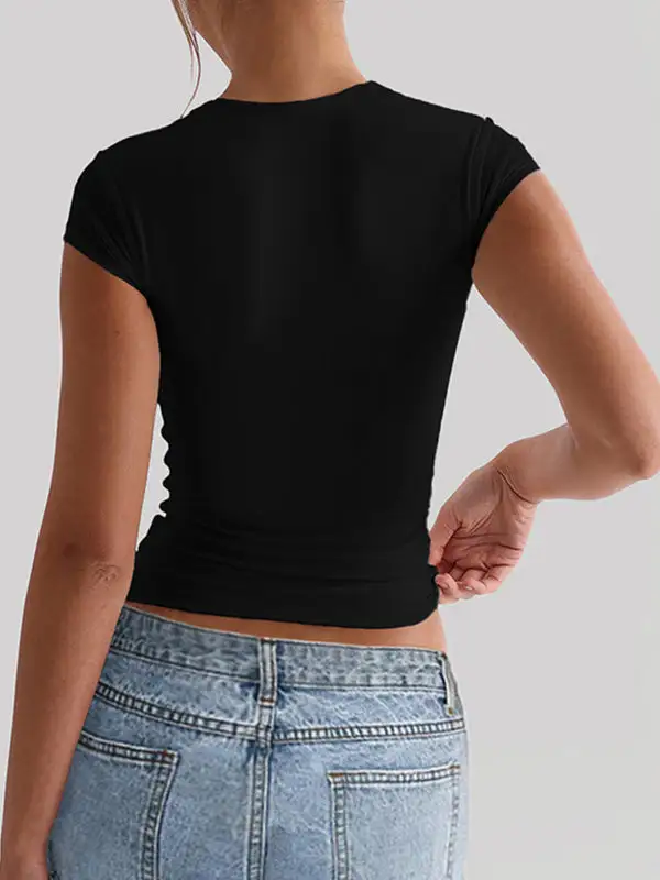 Short Sleeve Slim Fit Square Neck T-Shirt
