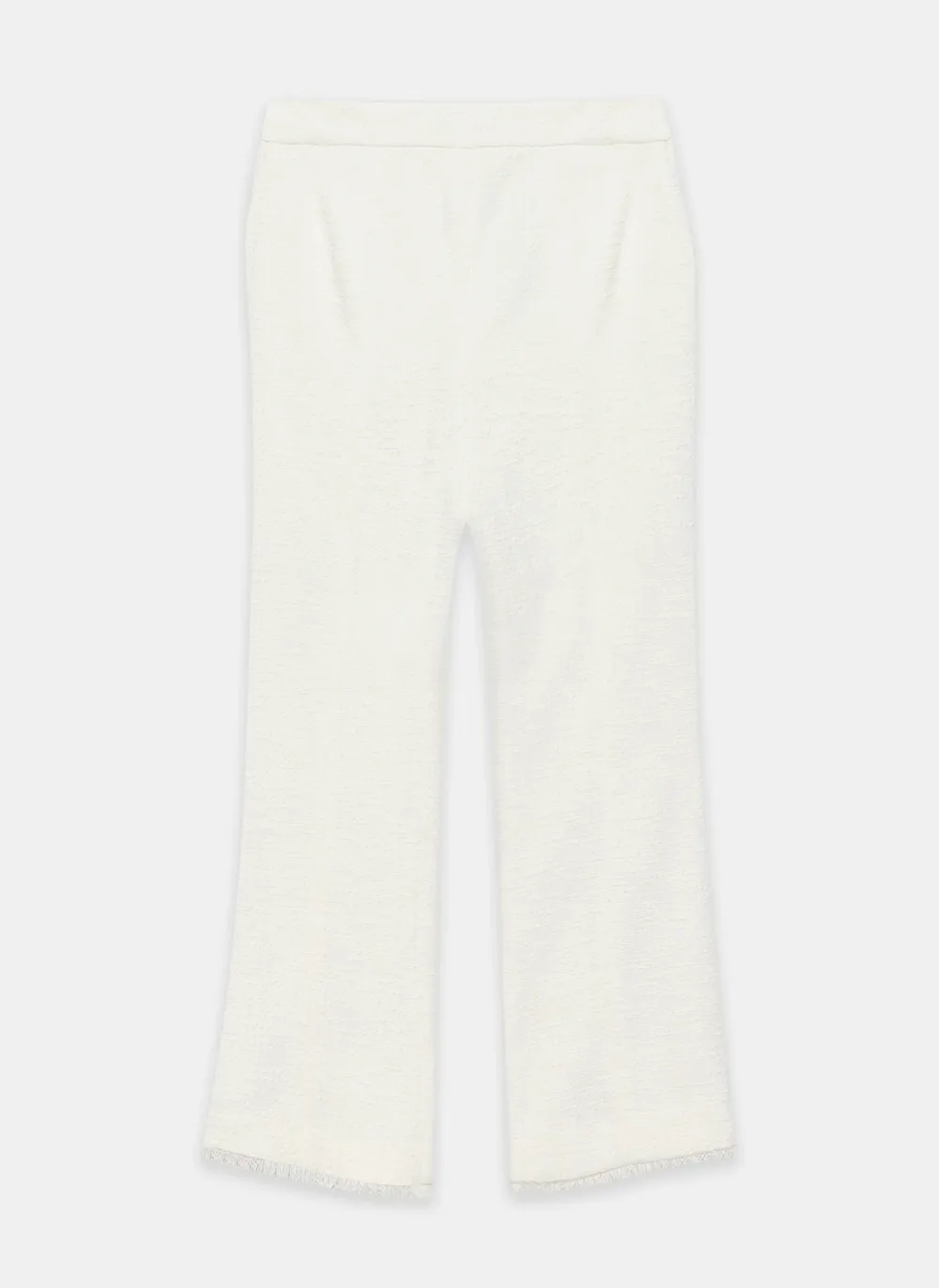 Casual Style Cream Boucle Kick Flare Trousers