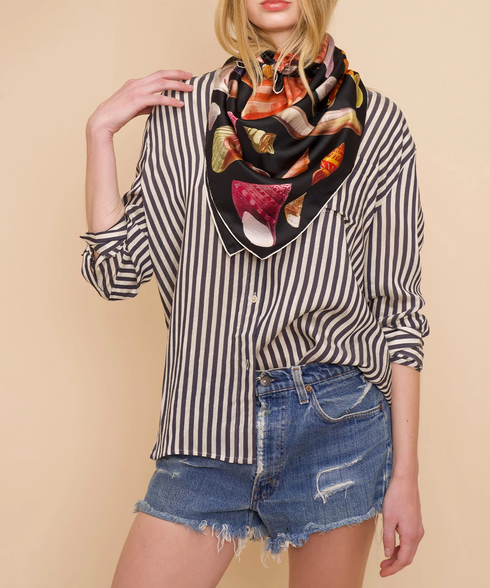 Sea Treasures Casual Style Silk Square Scarf
