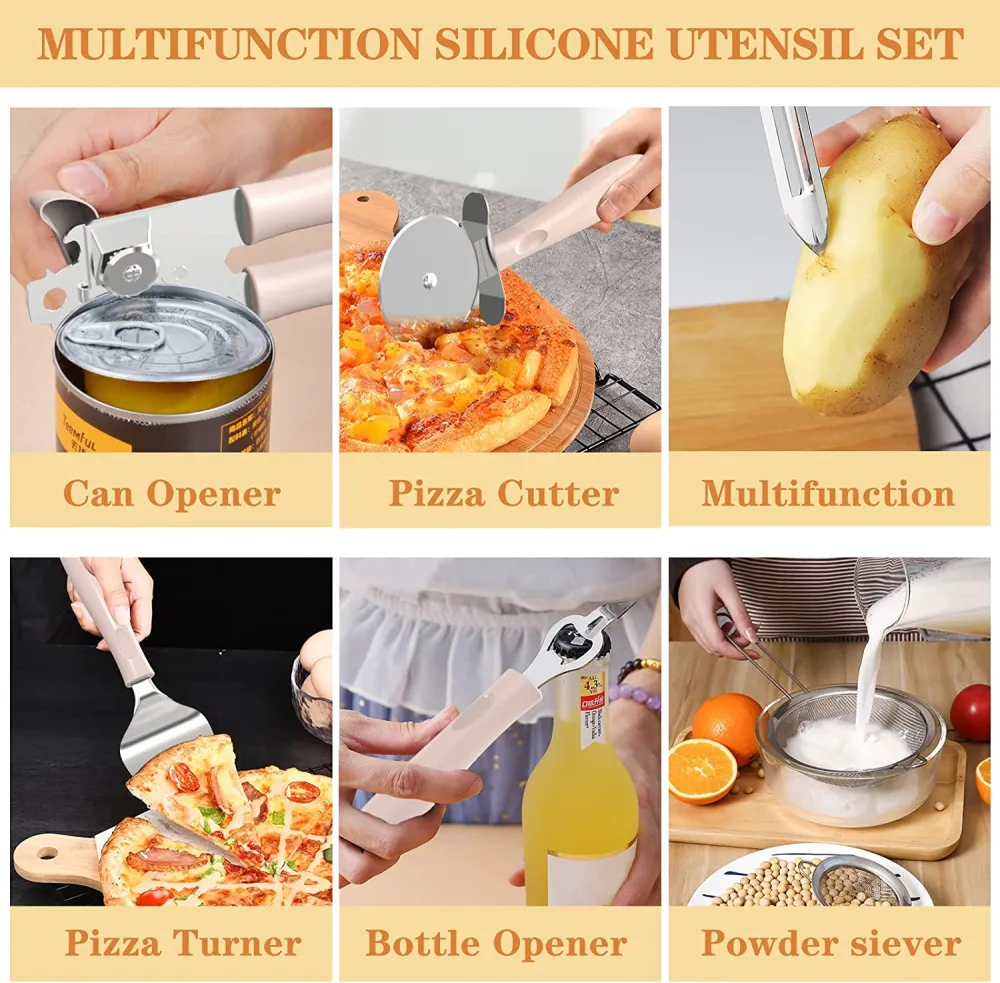 (Store Closing Sale) Silicone cooking tool set, chef 43 pieces heat-resistant kitchen tools