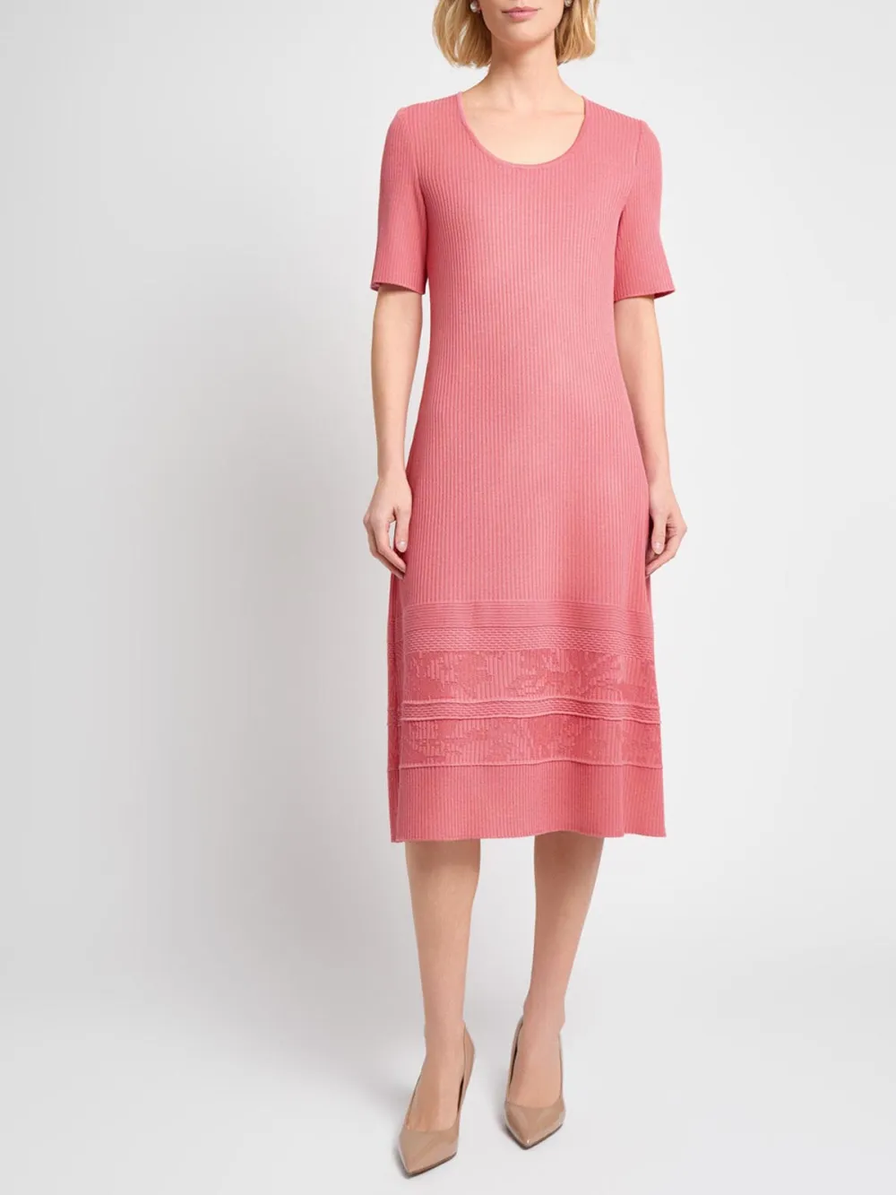 Round Neck Solid Color Knitted Dress
