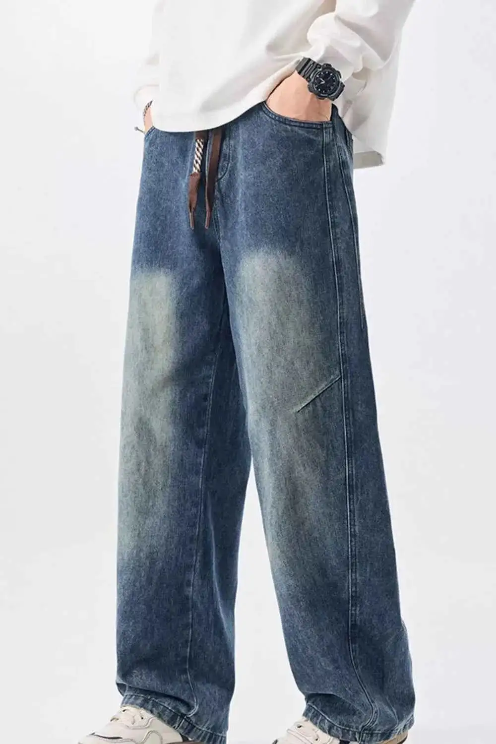 Relaxed Vintage Wash Wide Leg Jeans