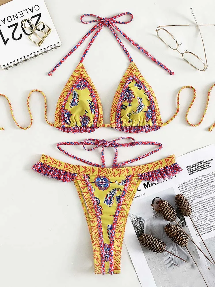 Artisan Print Tie Bikini Set