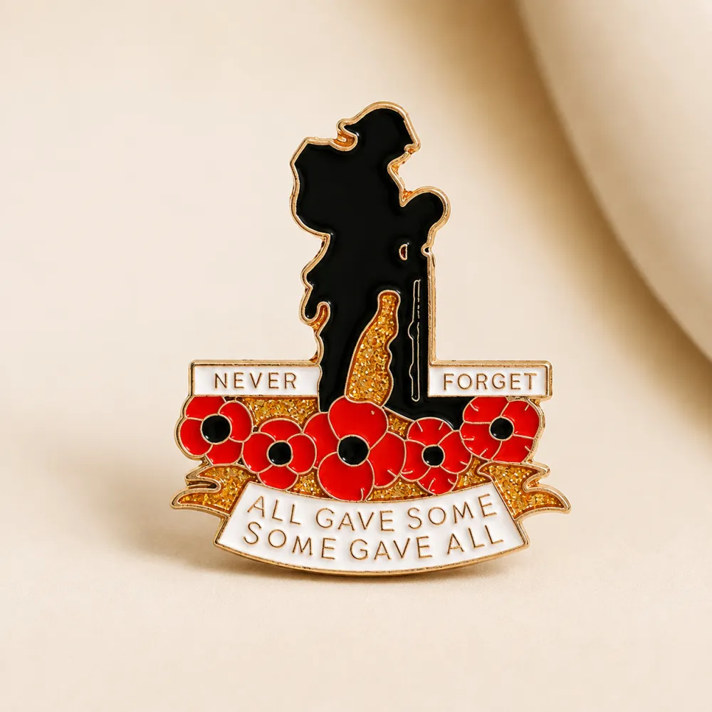 US/EU Cross-border Hot Poppy Flower Brooch British Legion Soldier Denim Backpack Collar Clip Badge Accessories Wholesale