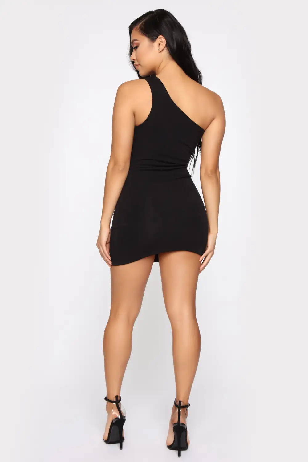 Cut Me In One Shoulder Mini Dress - Black