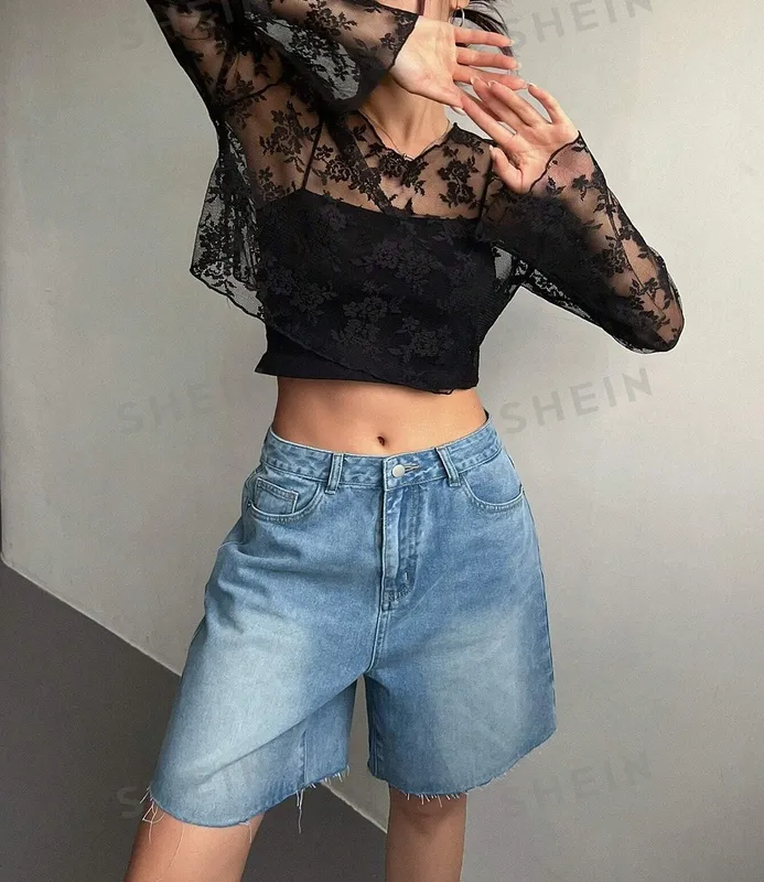 Women's Sheer Round-Neck Long-Sleeve Blouse