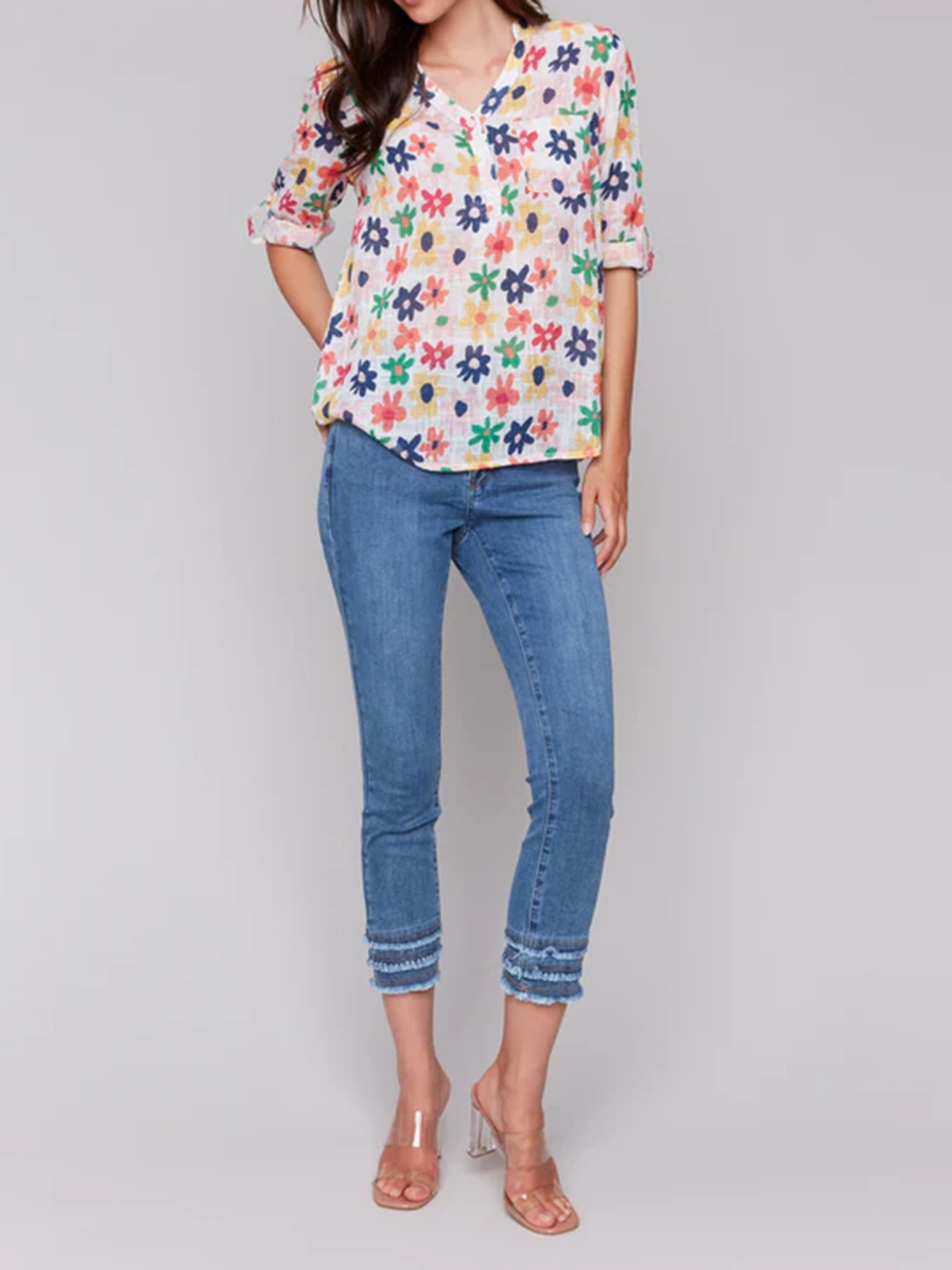 Artistic Cotton V-Neck Short Sleeves