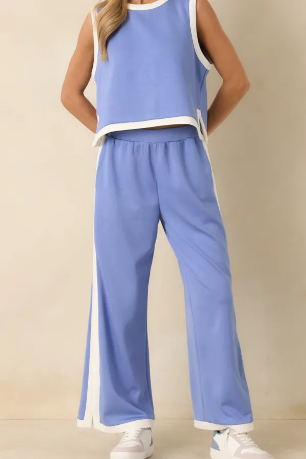 Periwinkle Contrast Trim Knit Pants