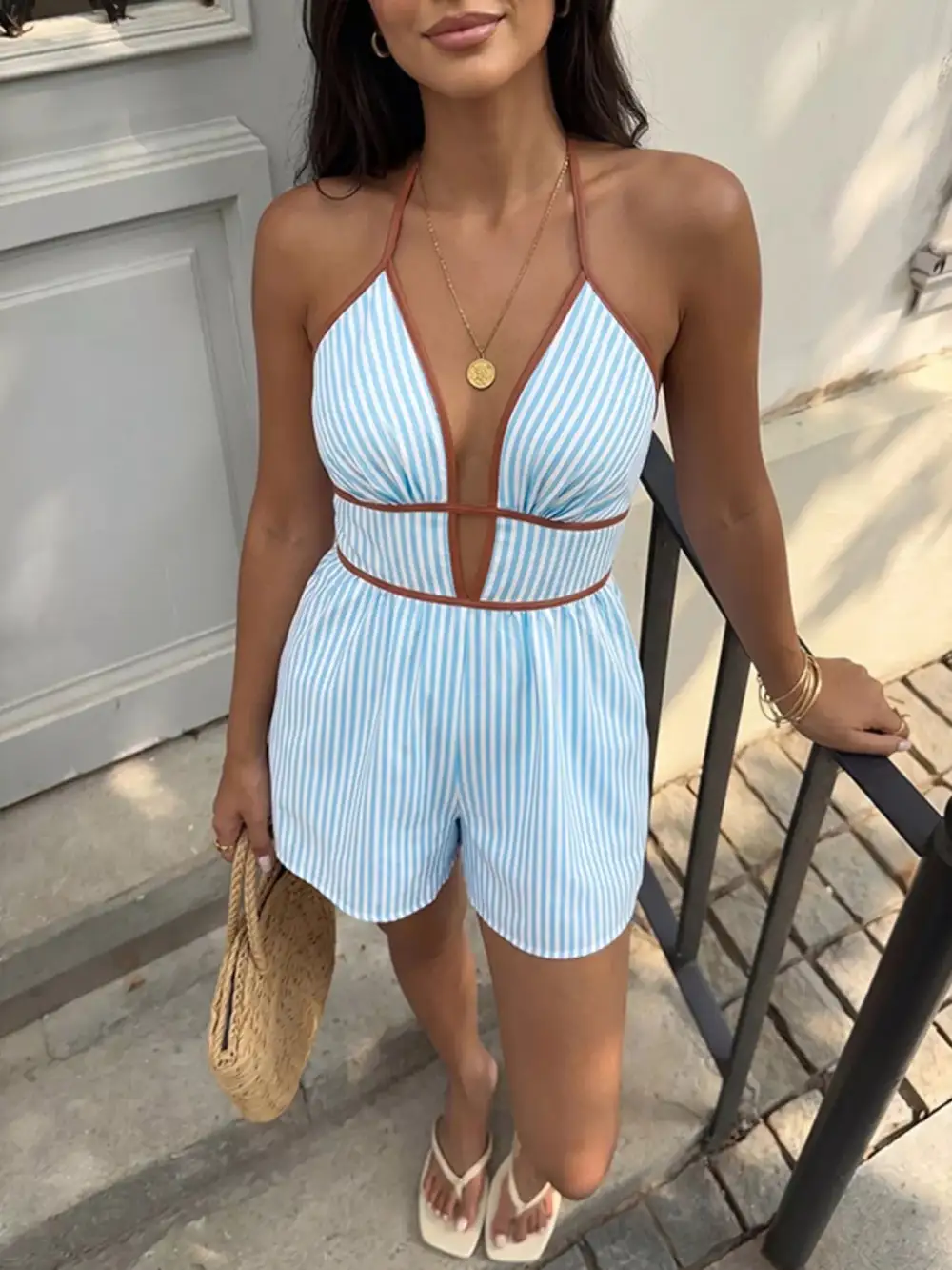 Striped Halter Romper