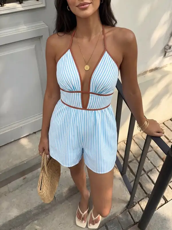 Striped Halter Romper