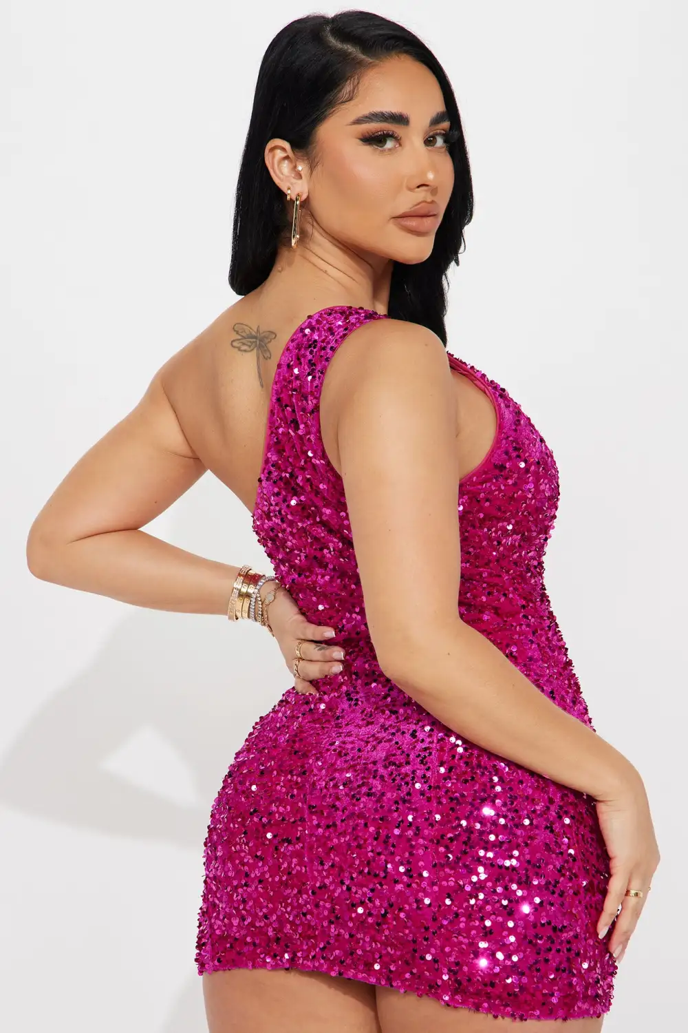 Zakira Sequin Mini Dress - Hot Pink