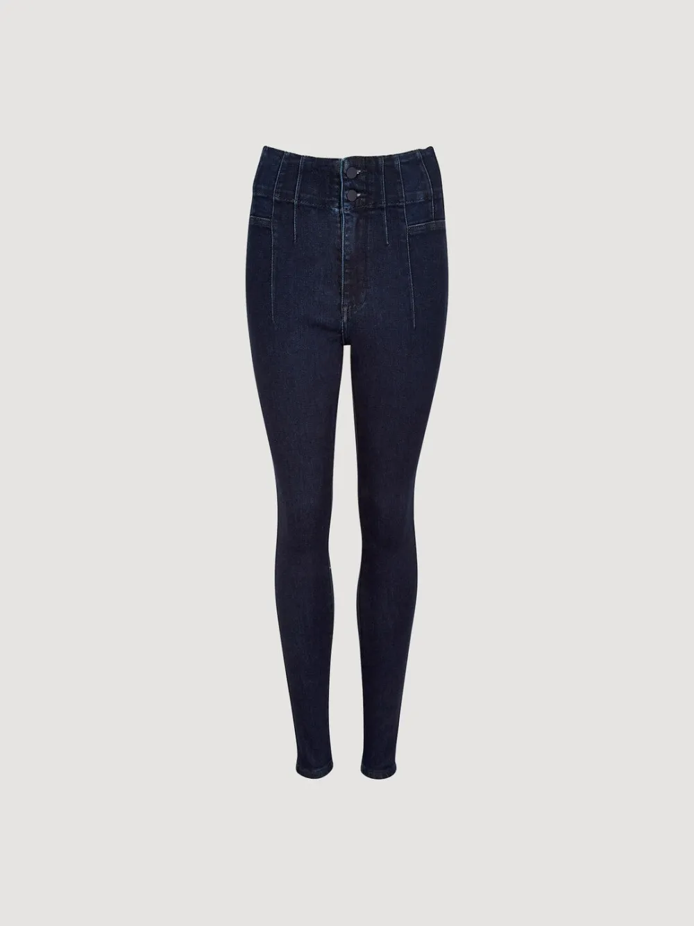 Double Buckle High-Waist Skinny Jeans