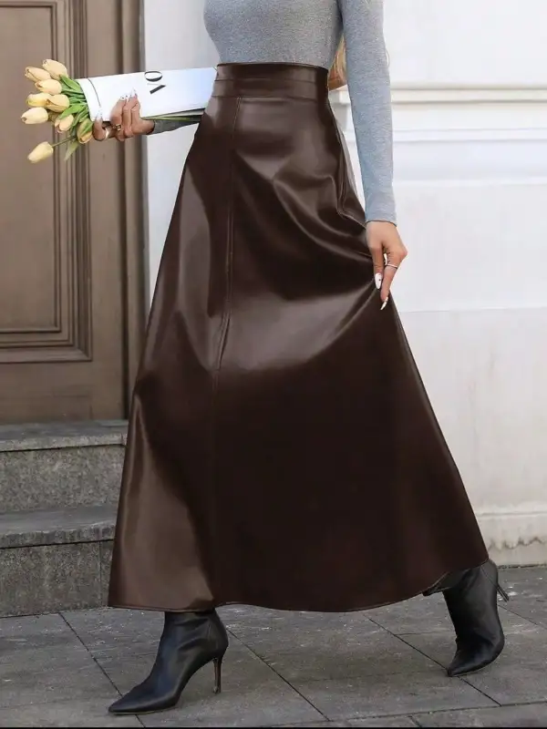 Leather Line Midi Skirt