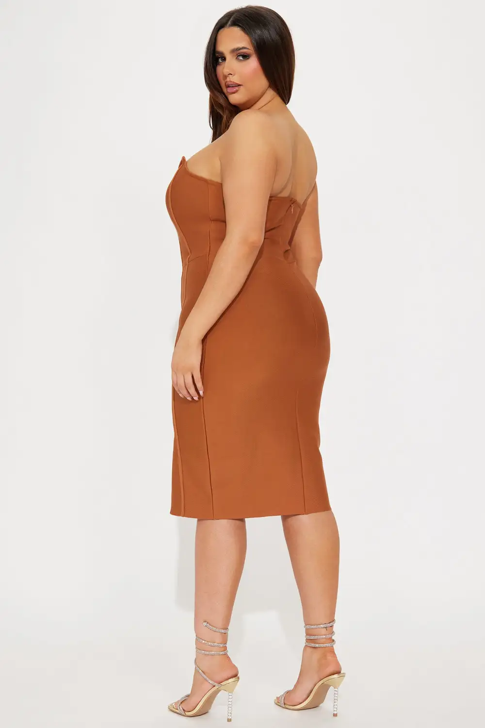 Carla Bandage Midi Dress - Cognac
