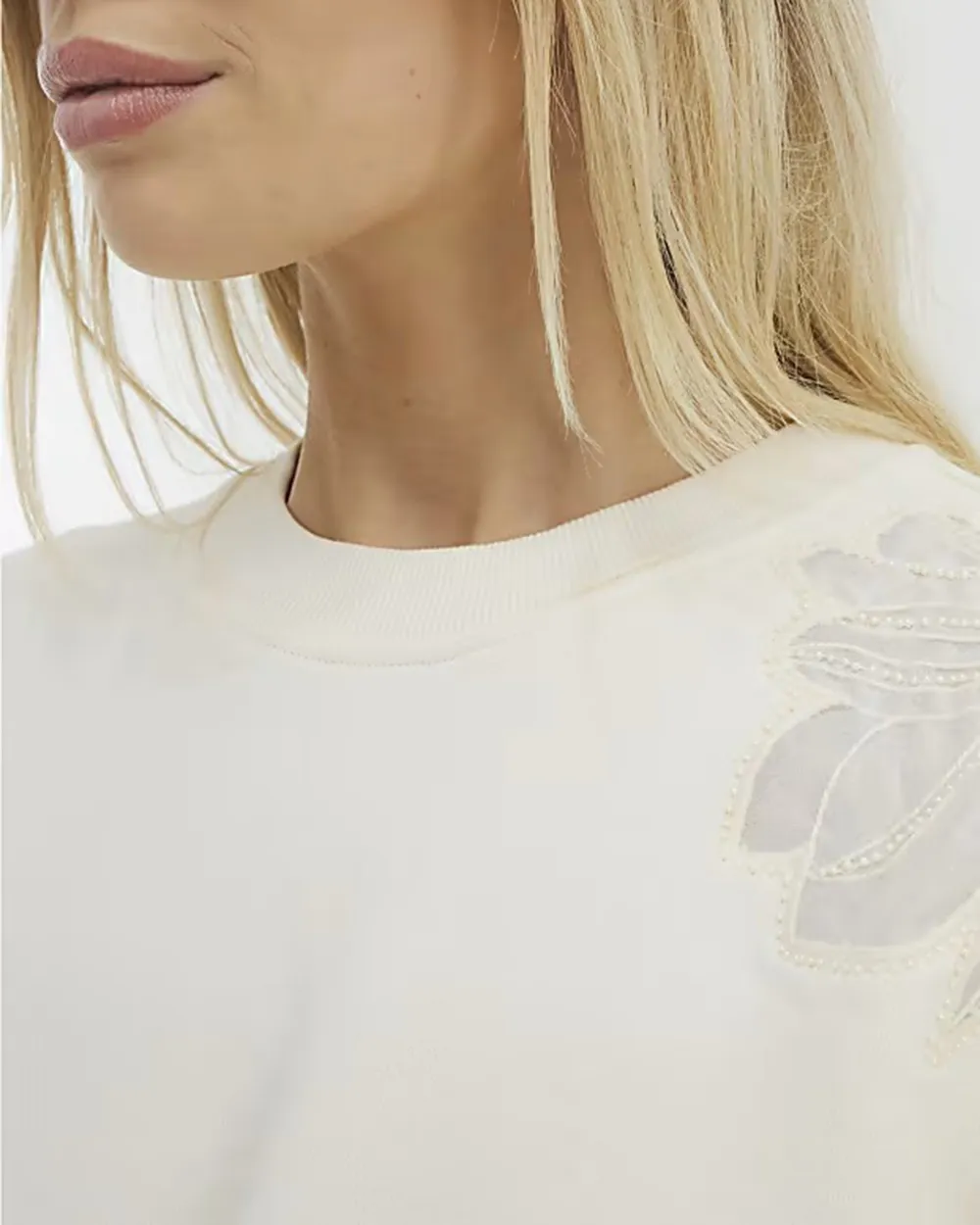 Women's Cotton Cream Floral Pattern Sweatshirts