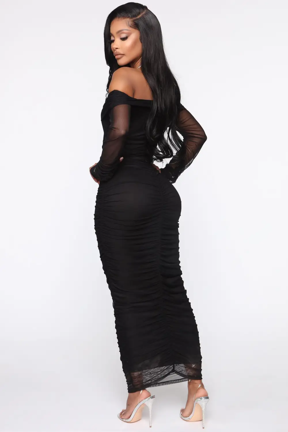 Top Trend Ruched Maxi Dress - Black