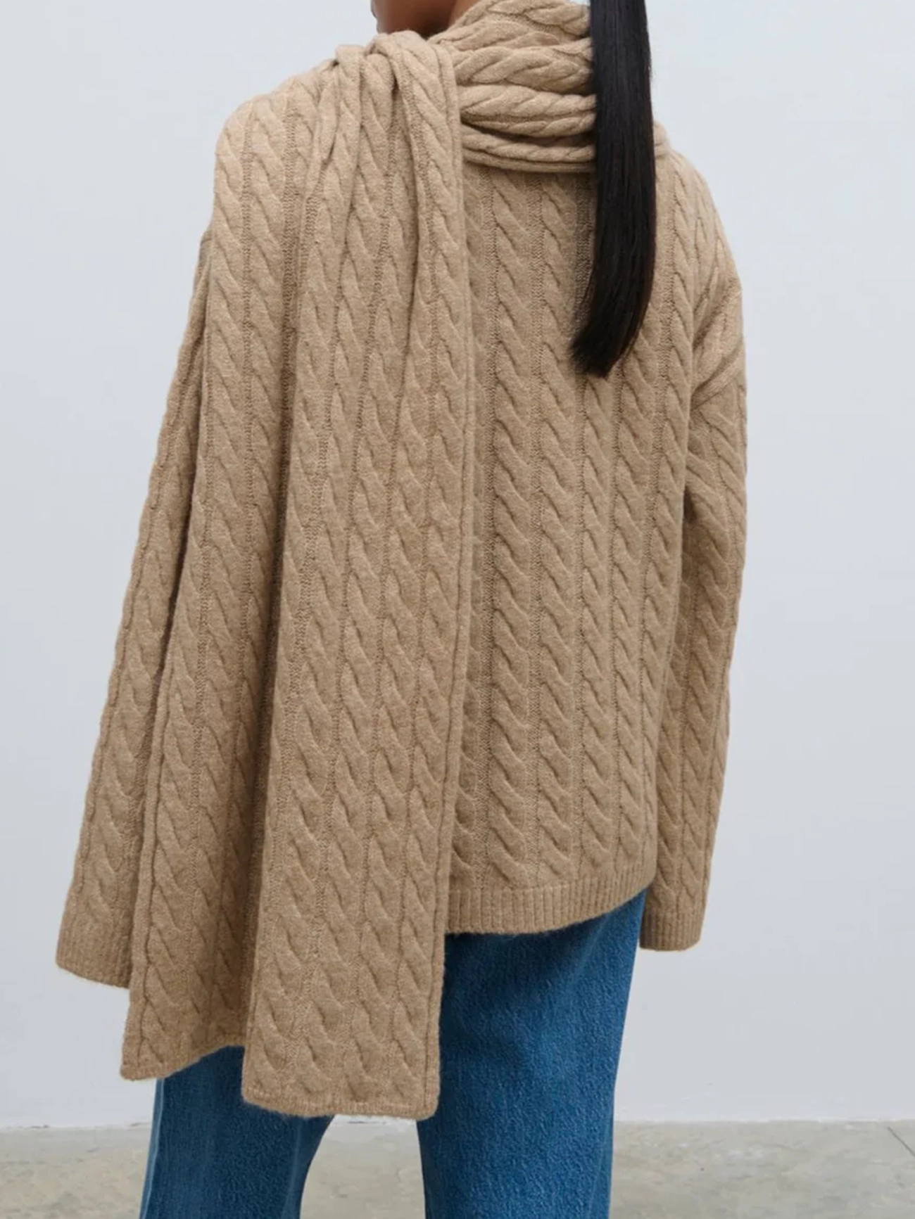 Cable Knit Jumper with Scarf