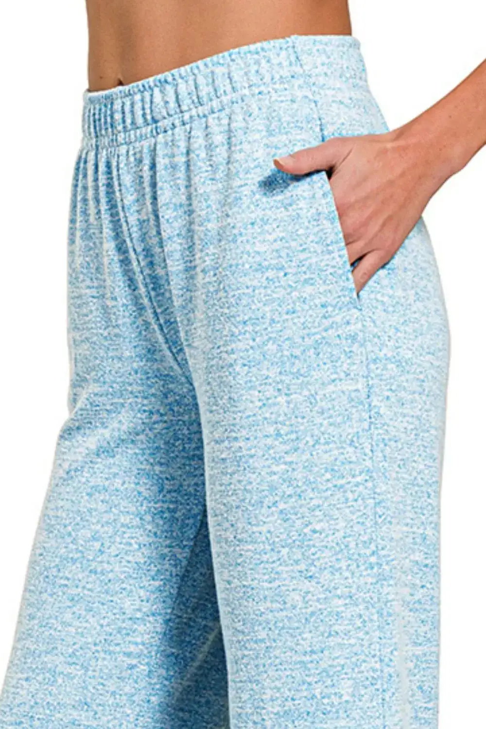 Relaxed Soft Melange Hacci Elastic Waistband Lounge Pants