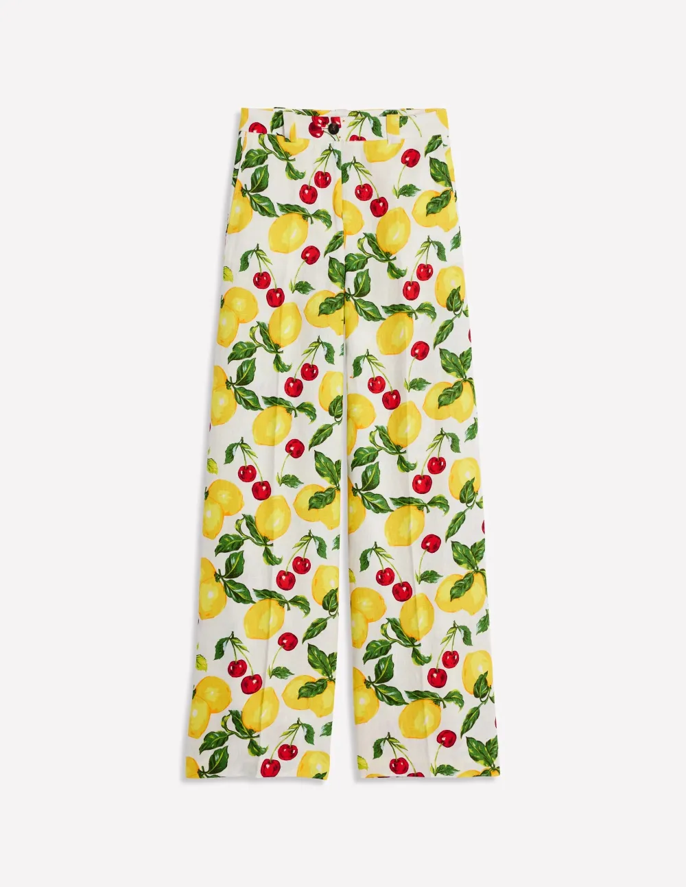 Ivory Cherry - Print Linen Jeans