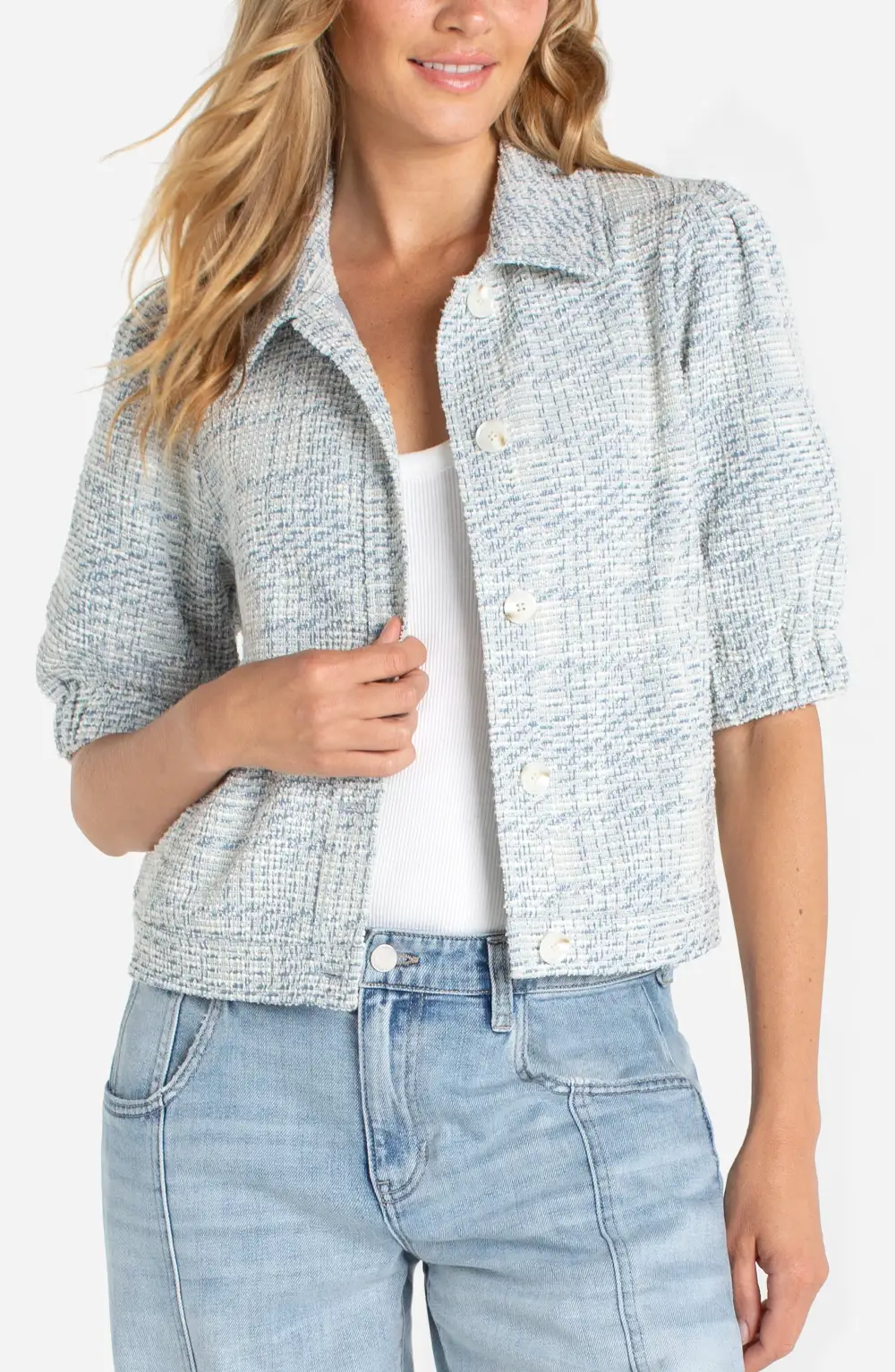 Puff Sleeve Zip Front Lightweight Jacket