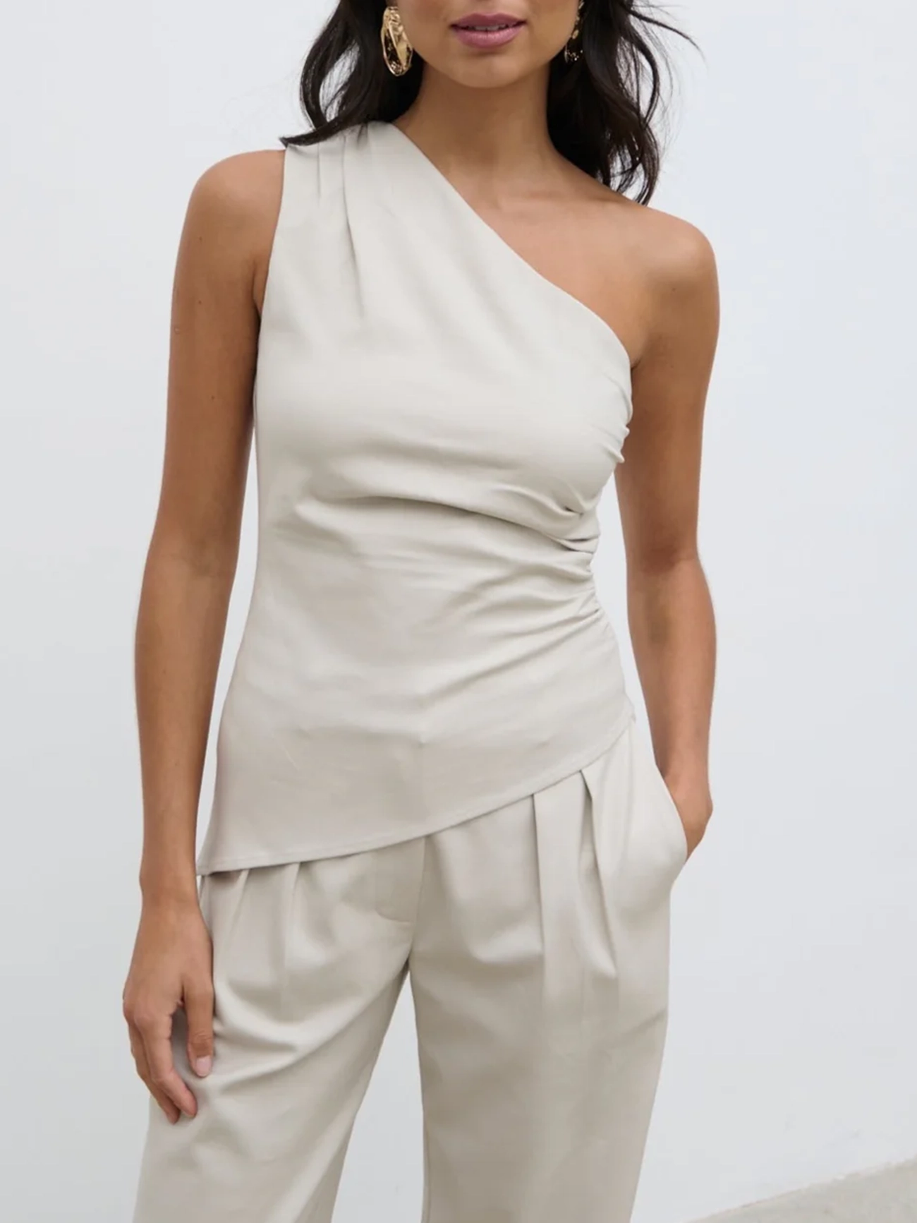 One Shoulder Ruched Top