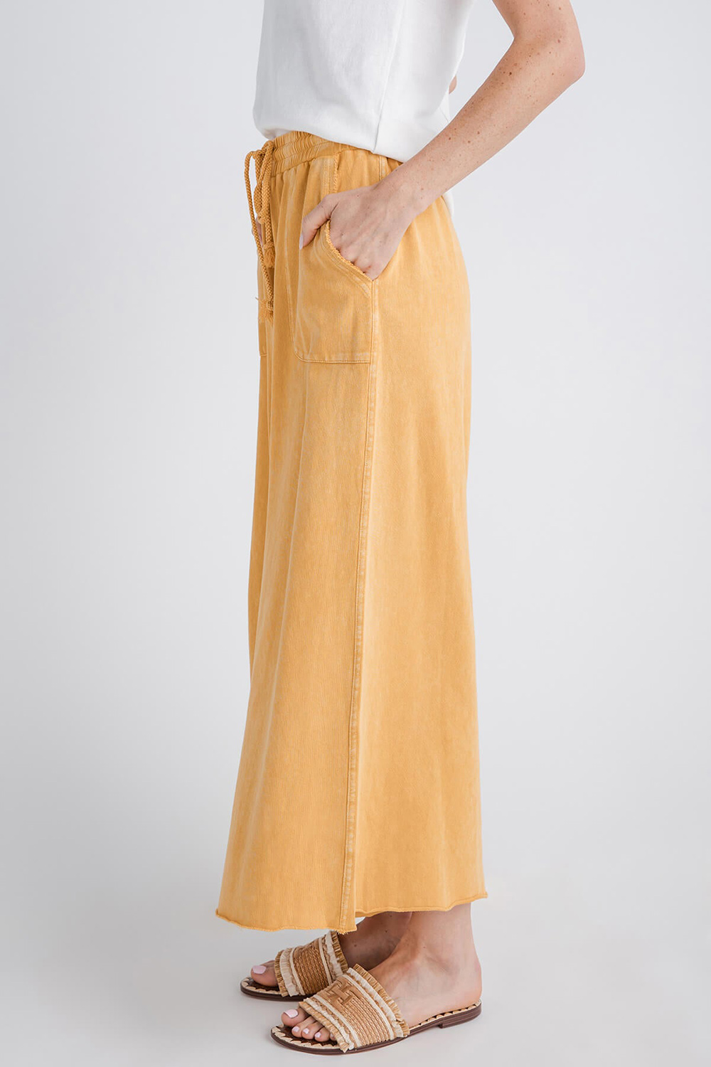 Easel Wide Leg Knit Pants - ash