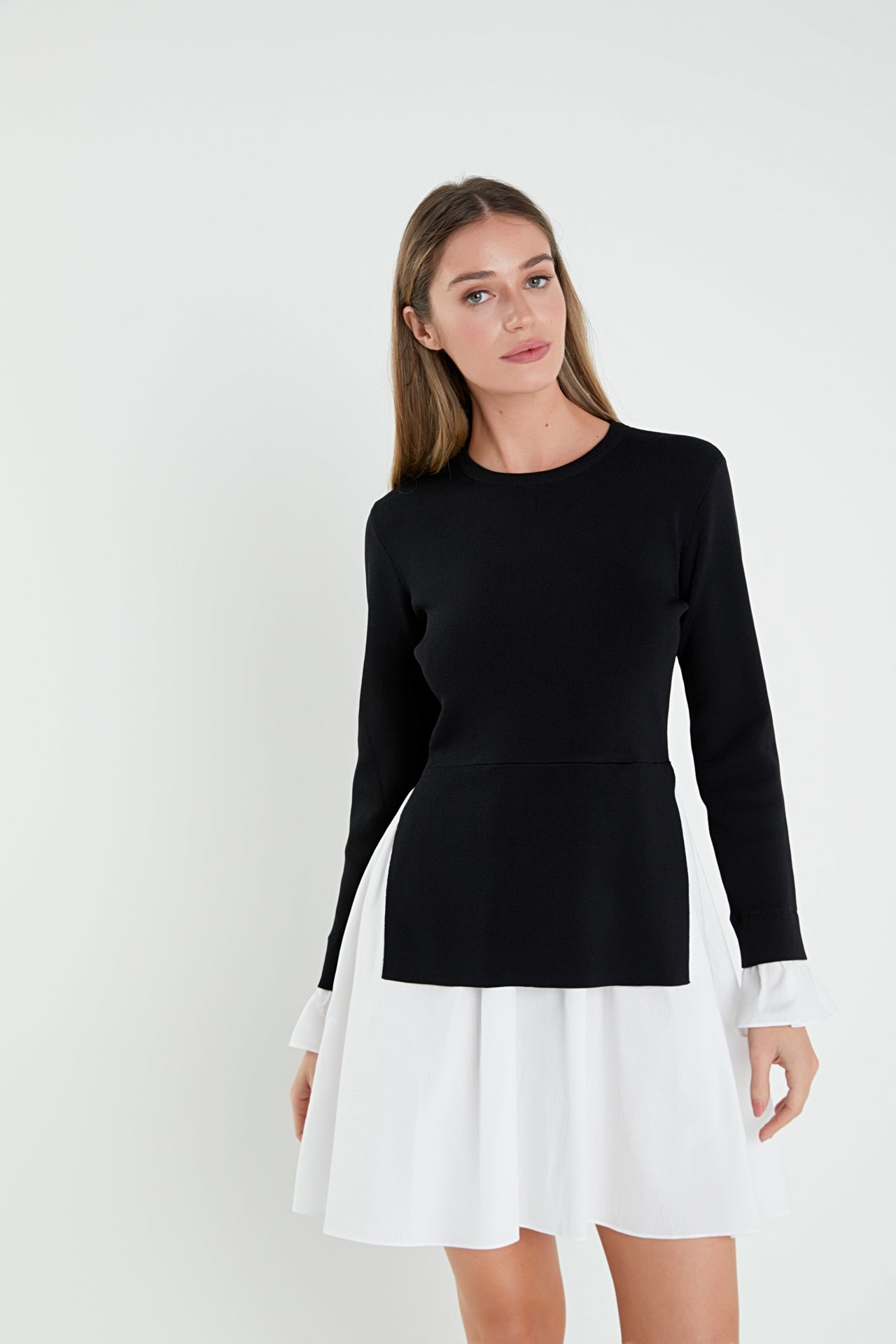 Poplin Combo Knit Dress