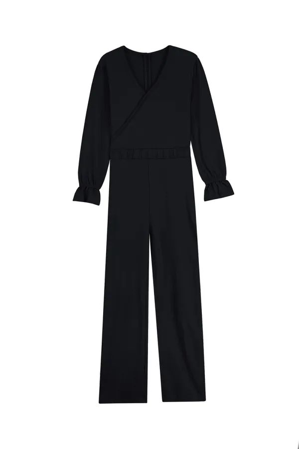 V-Neck Ruffle Sleeves Ladies Trousers Jumpsuit