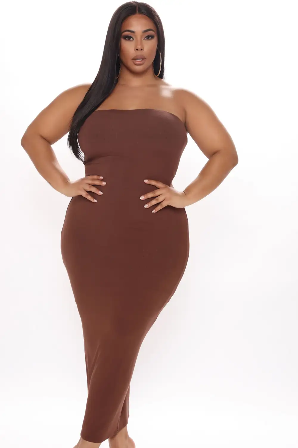 Satisfied Ribbed Maxi Dress Set - Brown