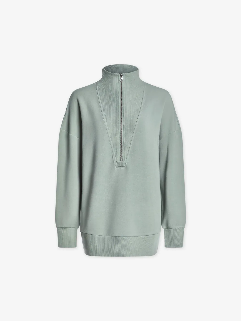 Trendy Quarter-Zip High-Collar Sweatshirt