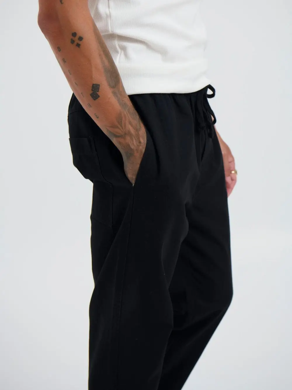 Simple And Soft Daily Slim Cotton Black  Pant