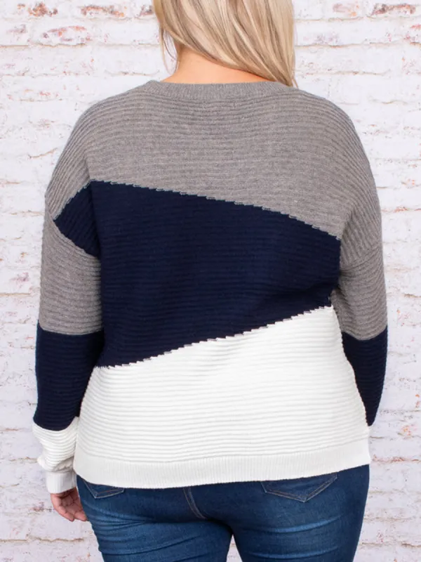 Multi Color Patchwork Loose Knit Sweater