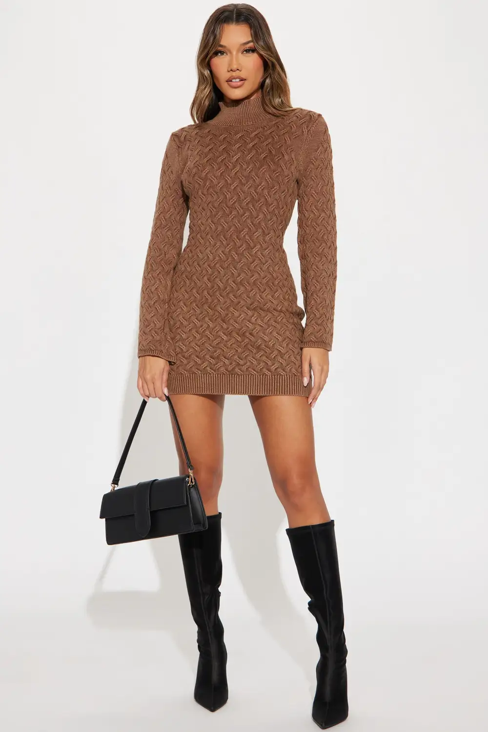 London Sweater Mini Dress - Mocha