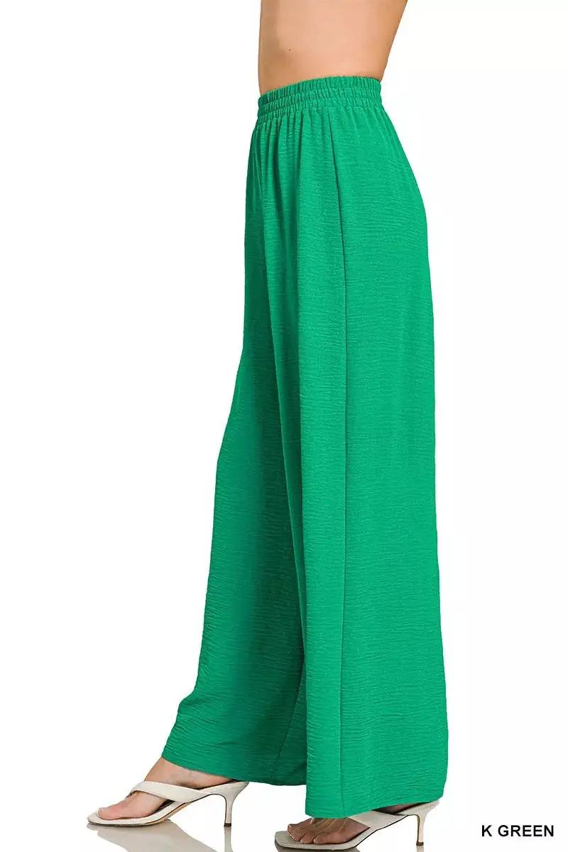 Easygoing Woven Airflow Elastic Waistband Pants