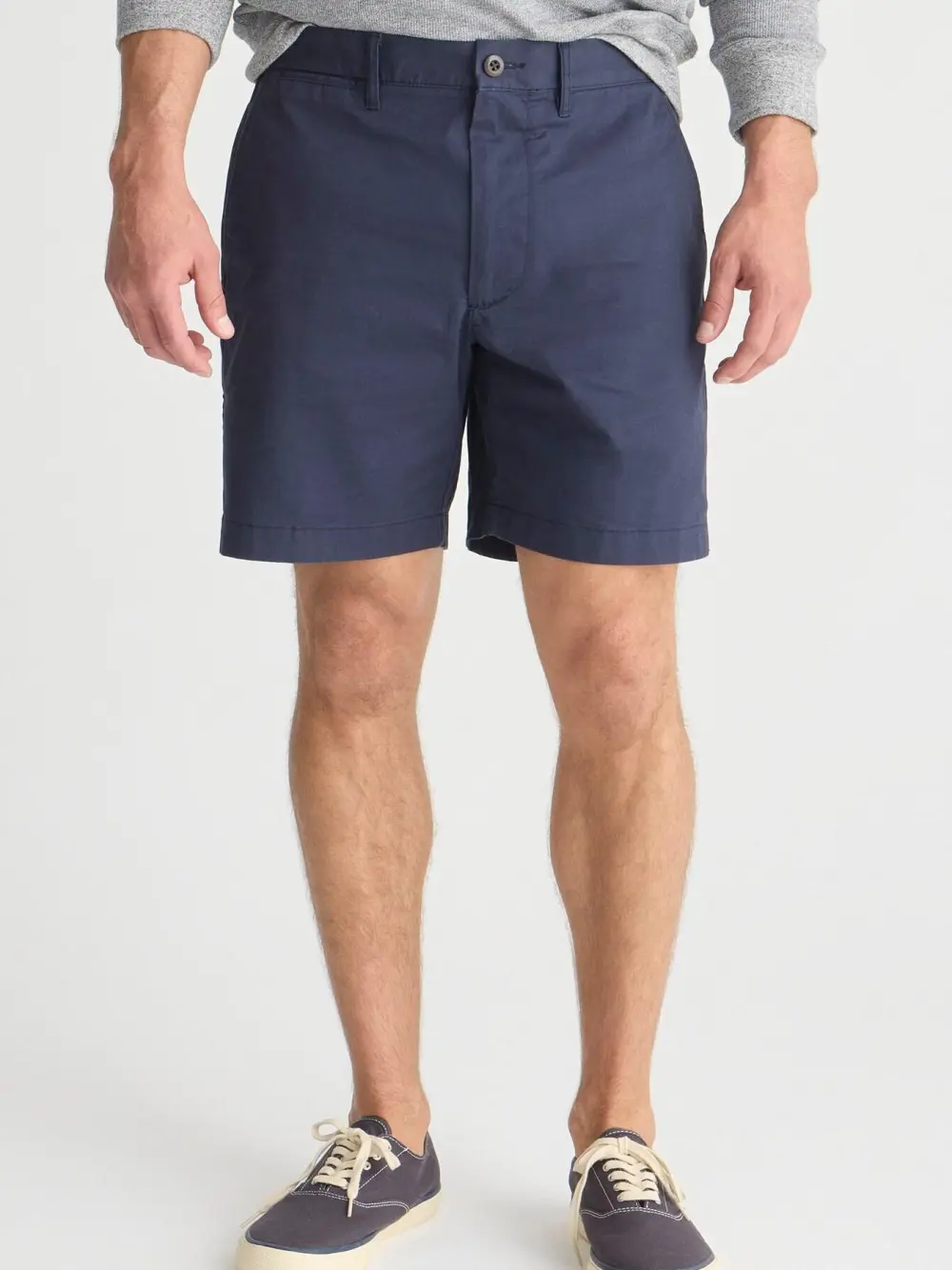 Navy Blue Flat Front Tailored Shorts