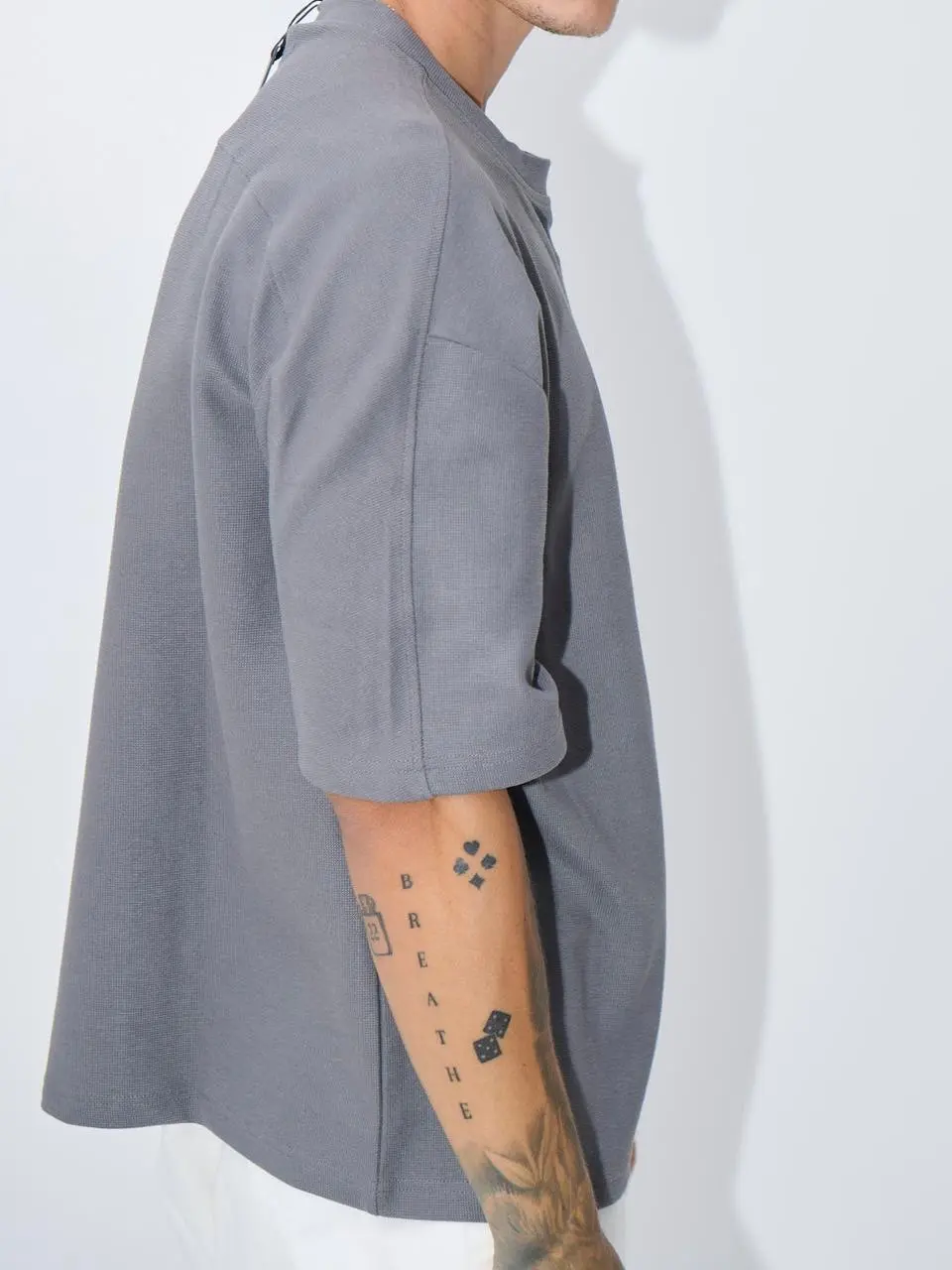 Comfortable Casual And Daily charcoal Grey Tee