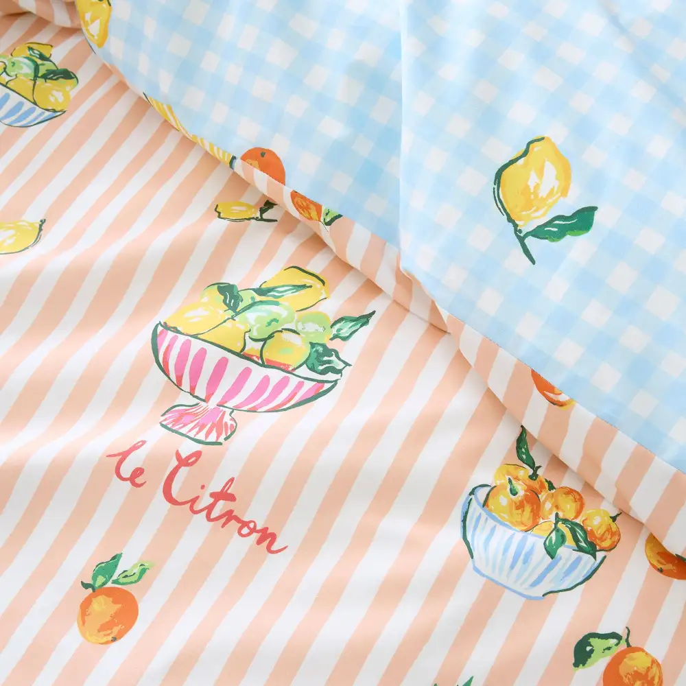 Reversible Gingham Check Polycotton Duvet Cover Set