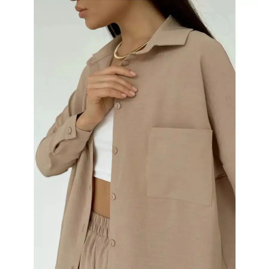 Button Up Long Sleeve Shirt and Pants Set