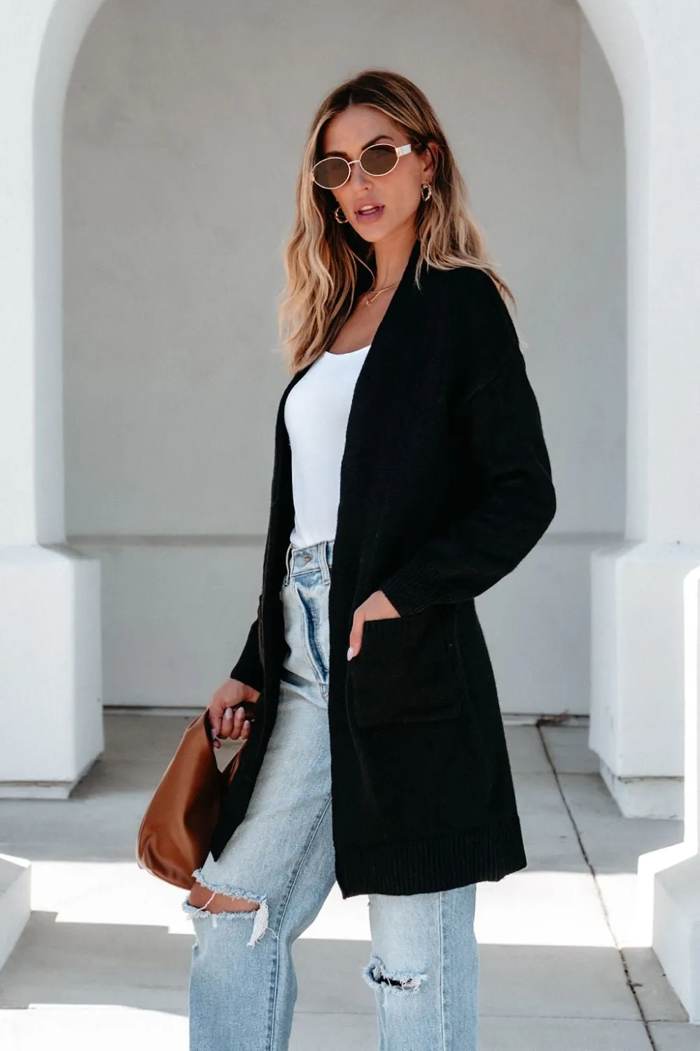 Solid Black Oversized Duster Cardigan