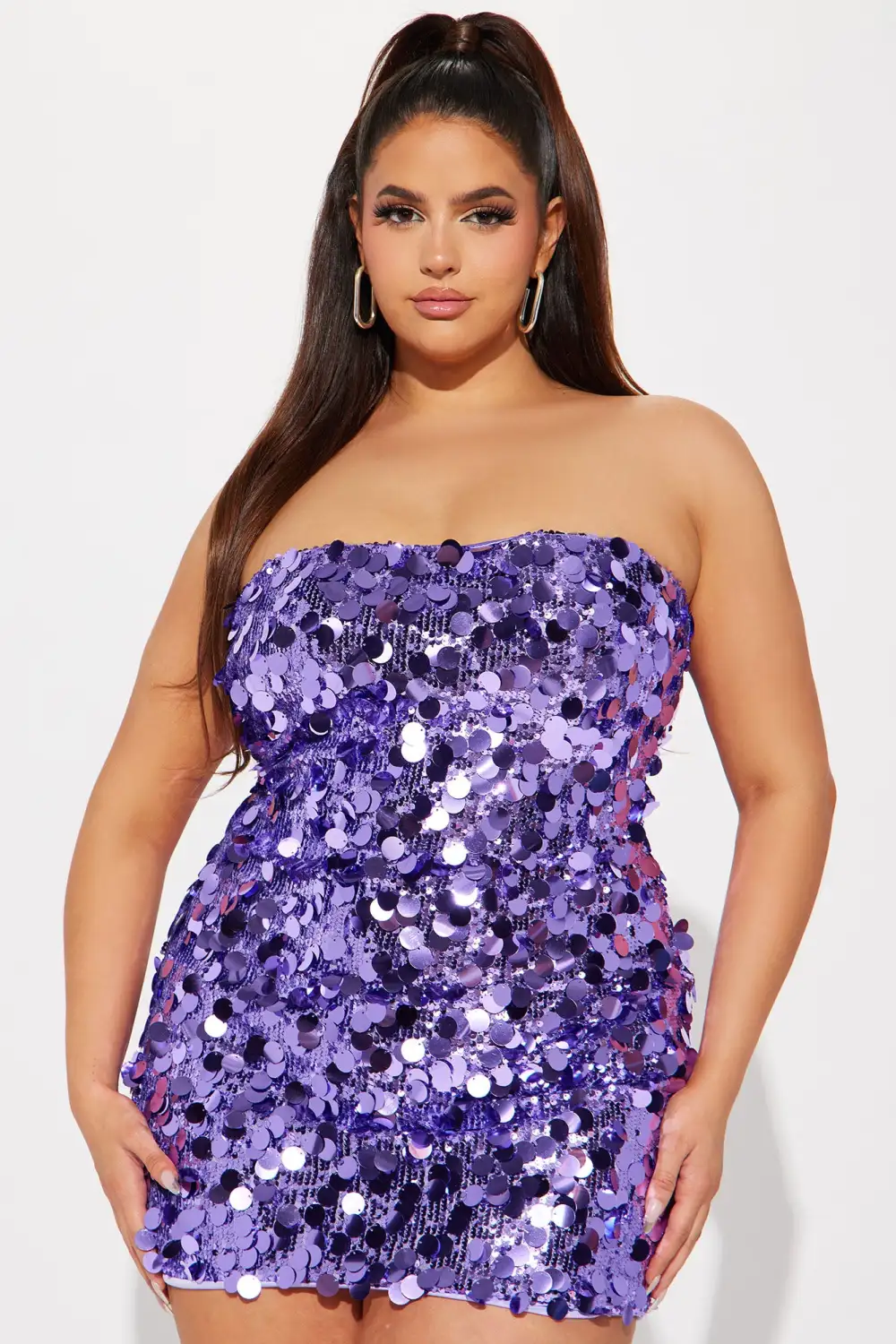 Amber Sequin Mini Dress - Purple