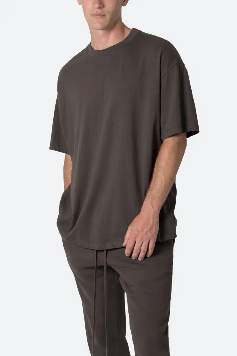 BROWN OVERSIZED CREW NECK T-SHIRT