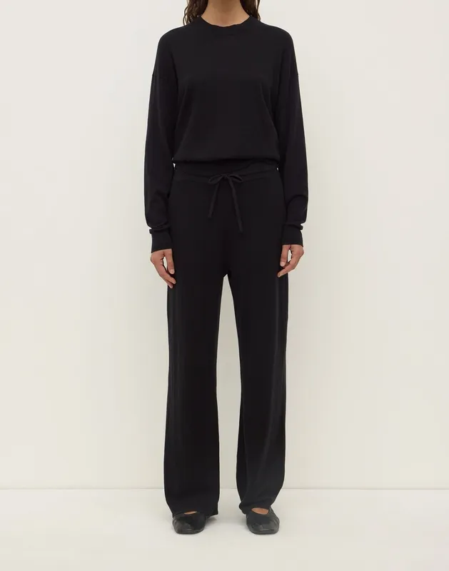 Black Cotton Cashmere Lounge Sweater