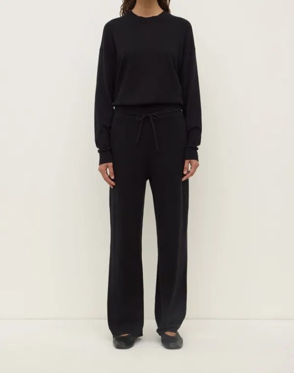Black Cotton Cashmere Lounge Sweater