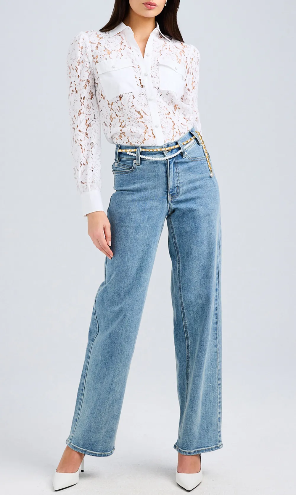 White Poplin Lace Shirt