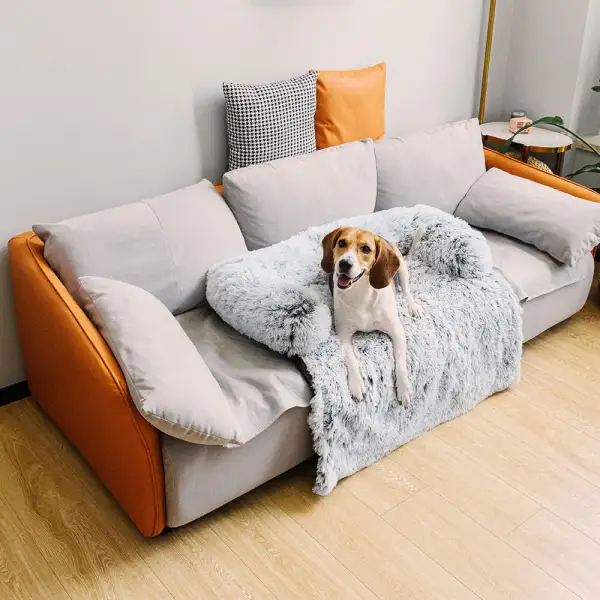 Calming Furniture Protector Dog Bed - Fuzzy Backrest