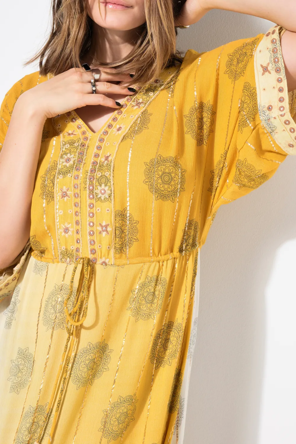 V-Neck Lace Up Long Skirt