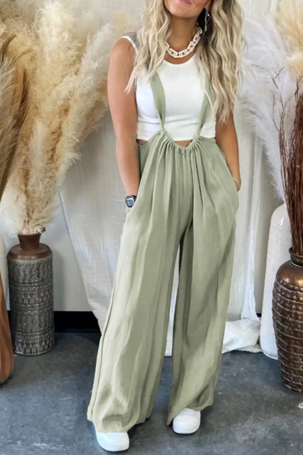 Cotton Linen Relaxed Overalls