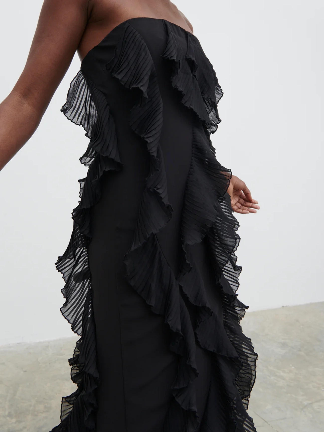 Bandeau Ruffle Midi Dress